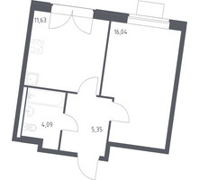 Планировка однокомнатной(квартира) площадью 37.11 квадратных метров в “ЖК Квартал Западный”