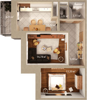 Планировка двухкомнатной(квартира) площадью 60.28 квадратных метров в “ЖК Московский (Красная Горка-2)”