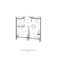 Планировка однокомнатной(квартира) площадью 42.05 квадратных метров в “ЖК Преображенская Площадь”