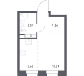 Планировка студии(квартира) площадью 24.4 квадратных метров в ЖК “ЖК ЭкоБунино (Южное Бунино)”