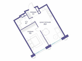 Планировка однокомнатной(квартира) площадью 50.02 квадратных метров в “ЖК Остров”