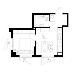 Планировка однокомнатной(квартира) площадью 32.9 квадратных метров в ЖК “ЖК Онежский вал”