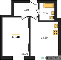 Планировка однокомнатной(квартира) площадью 40.4 квадратных метров в “ЖК Переделкино Ближнее”