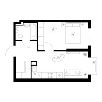 Планировка однокомнатной(квартира) площадью 40.5 квадратных метров в “Квартал Мит”