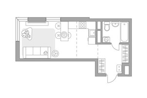 Планировка студии(квартира) площадью 29.59 квадратных метров в “ЖК Императорские Мытищи”