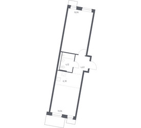 Планировка однокомнатной(квартира) площадью 48.1 квадратных метров в ЖК “ЖК Квартал Западный”