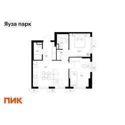 Планировка двухкомнатной(квартира) площадью 56.2 квадратных метров в ЖК “ЖК Яуза Парк (Мытищи)”