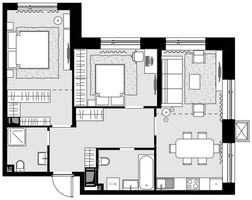Планировка трехкомнатной(квартира) площадью 67.2 квадратных метров в “ЖК MALEVICH (Малевич)”