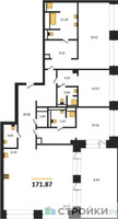 Планировка трехкомнатной(квартира) площадью 176.31 квадратных метров в “ЖК Forum (Форум)”