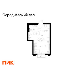 Планировка студии(квартира) площадью 29.4 квадратных метров в ЖК “ЖК Середневский лес”