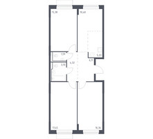 Планировка трехкомнатной(квартира) площадью 80.62 квадратных метров в “ЖК Молжаниново”