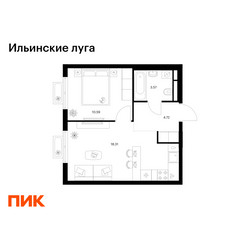 Планировка однокомнатной(квартира) площадью 37.19 квадратных метров в ЖК “ЖК Ильинские луга”