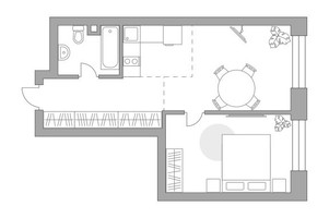 Планировка однокомнатной(квартира) площадью 52.18 квадратных метров в “ЖК Павелецкая от Гранель”
