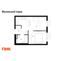 Планировка однокомнатной(квартира) площадью 32.6 квадратных метров в “ЖК Волжский Парк”