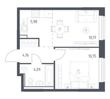 Планировка однокомнатной(квартира) площадью 35.15 квадратных метров в “ЖК Квартал Ивакино”