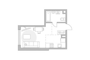 Планировка студии(квартира) площадью 28.48 квадратных метров в “ЖК Мневники от Гранель”