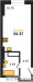 Планировка студии(квартира) площадью 24.6 квадратных метров в “ЖК Clementine (Клементин)”