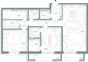 Планировка двухкомнатной(квартира) площадью 148.25 квадратных метров в “Фамильный дом Люче”