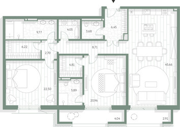 Планировка двухкомнатной(квартира) площадью 148.25 квадратных метров в ЖК “Фамильный дом Люче”