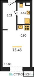 Планировка студии(апартаменты) площадью 23.48 квадратных метров в “ЖК N’ICE LOFT (Найс Лофт)”