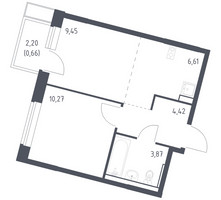 Планировка однокомнатной(квартира) площадью 35.28 квадратных метров в “ЖК Молжаниново”