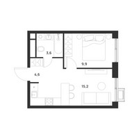 Планировка однокомнатной(квартира) площадью 33.3 квадратных метров в “ЖК Форевиль”