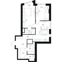 Планировка двухкомнатной(квартира) площадью 71.6 квадратных метров в “ЖК Нексус от Аквилон”
