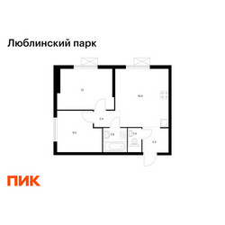 Планировка двухкомнатной(квартира) площадью 47.7 квадратных метров в ЖК “ЖК Люблинский парк”
