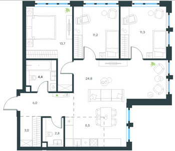 Планировка квартиры, ID 216210