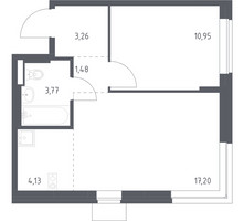Планировка однокомнатной(квартира) площадью 40.79 квадратных метров в “ЖК Подольские кварталы”