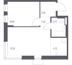 Планировка однокомнатной(квартира) площадью 40.79 квадратных метров в ЖК “ЖК Подольские кварталы”