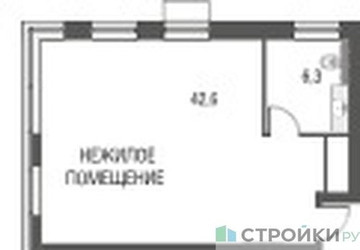 Планировка студии(квартира) площадью 49.2 квадратных метров в ЖК “ЖК Резиденции Архитекторов”