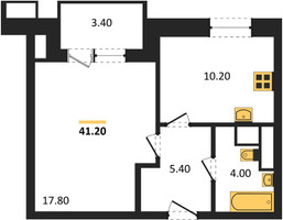 Планировка однокомнатной(квартира) площадью 41.2 квадратных метров в “ЖК Парк Легенд 2”