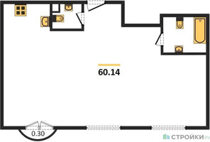 Планировка двухкомнатной(квартира) площадью 60.14 квадратных метров в “ЖК Дом Достижение”