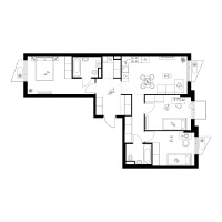 Планировка трехкомнатной(квартира) площадью 78.1 квадратных метров в “ЖК Онежский вал”