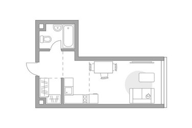 Планировка студии(квартира) площадью 30.36 квадратных метров в ЖК “ЖК Мневники от Гранель”