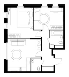 Планировка трехкомнатной(квартира) площадью 64.8 квадратных метров в ЖК “ЖК Переделкино Ближнее”