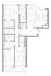 Планировка трехкомнатной(квартира) площадью 178.9 квадратных метров в ЖК “Клубный дом PHANTOM (Фантом)”