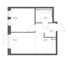 Планировка однокомнатной(квартира) площадью 34.64 квадратных метров в “ЖК Молжаниново”