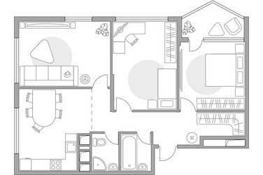 Планировка трехкомнатной(квартира) площадью 86.9 квадратных метров в ЖК “ЖК Бригантина”