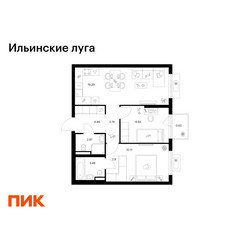 Планировка двухкомнатной(квартира) площадью 56.13 квадратных метров в ЖК “ЖК Ильинские луга”
