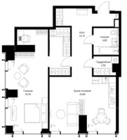 Планировка однокомнатной(квартира) площадью 79.1 квадратных метров в “ЖК Veer (Веер)”