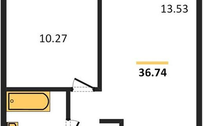 Планировка однокомнатной(квартира) площадью 36.74 квадратных метров в ЖК “ЖК Молжаниново”