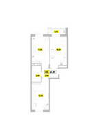 Планировка трехкомнатной(квартира) площадью 65.81 квадратных метров в “ЖК Радость (Радумля Парк)”