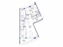 Планировка 4+ комнатной(квартира) площадью 177.02 квадратных метров в “ЖК Остров”