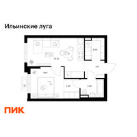 Планировка однокомнатной(квартира) площадью 37.08 квадратных метров в “ЖК Ильинские луга”