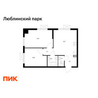 Планировка двухкомнатной(квартира) площадью 51.5 квадратных метров в “ЖК Люблинский парк”