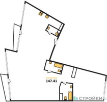 Планировка трехкомнатной(квартира) площадью 147.41 квадратных метров в “ЖК Клубный дом Рублево”