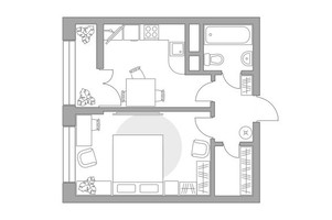 Планировка однокомнатной(квартира) площадью 37.54 квадратных метров в “ЖК Пехра”