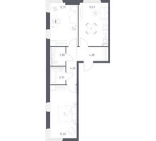 Планировка двухкомнатной(квартира) площадью 57.23 квадратных метров в “ЖК Пригород Лесное”